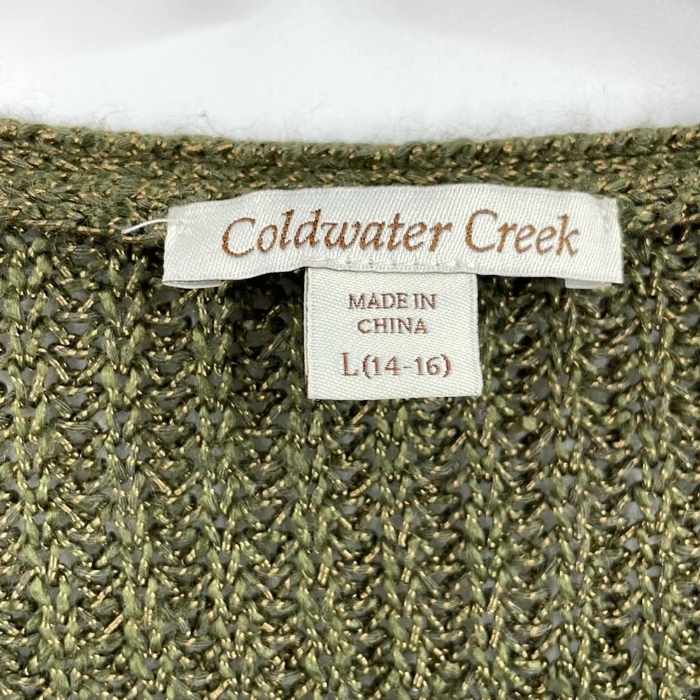 Coldwater Creek moss green open weave sweater Size Large